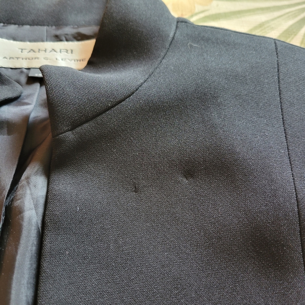 Tahari Arthur S Levine Black Jacket Blazer Open Front Mock Collar 10 - Picture 9 of 16